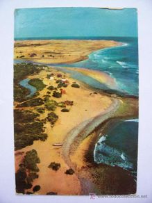 Postales: postal de gran canaria, maspalomas - la playa (serie II, nº 7032, circulada 1962, restos de celo)